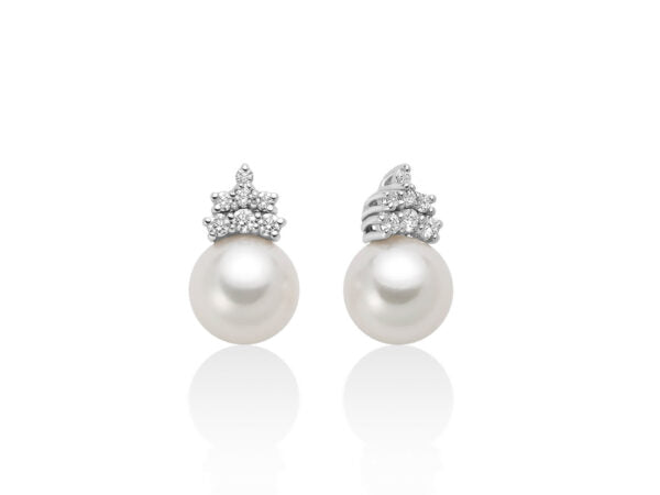 Orecchini Donna Miluna - Oro Bianco 18kt, Diamanti e Perle Akoya - PER2808