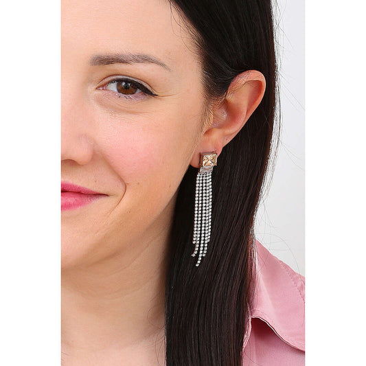 Orecchini Donna Tennis Acciaio con Cristalli Bianchi e Champagne - 4UOR6337W