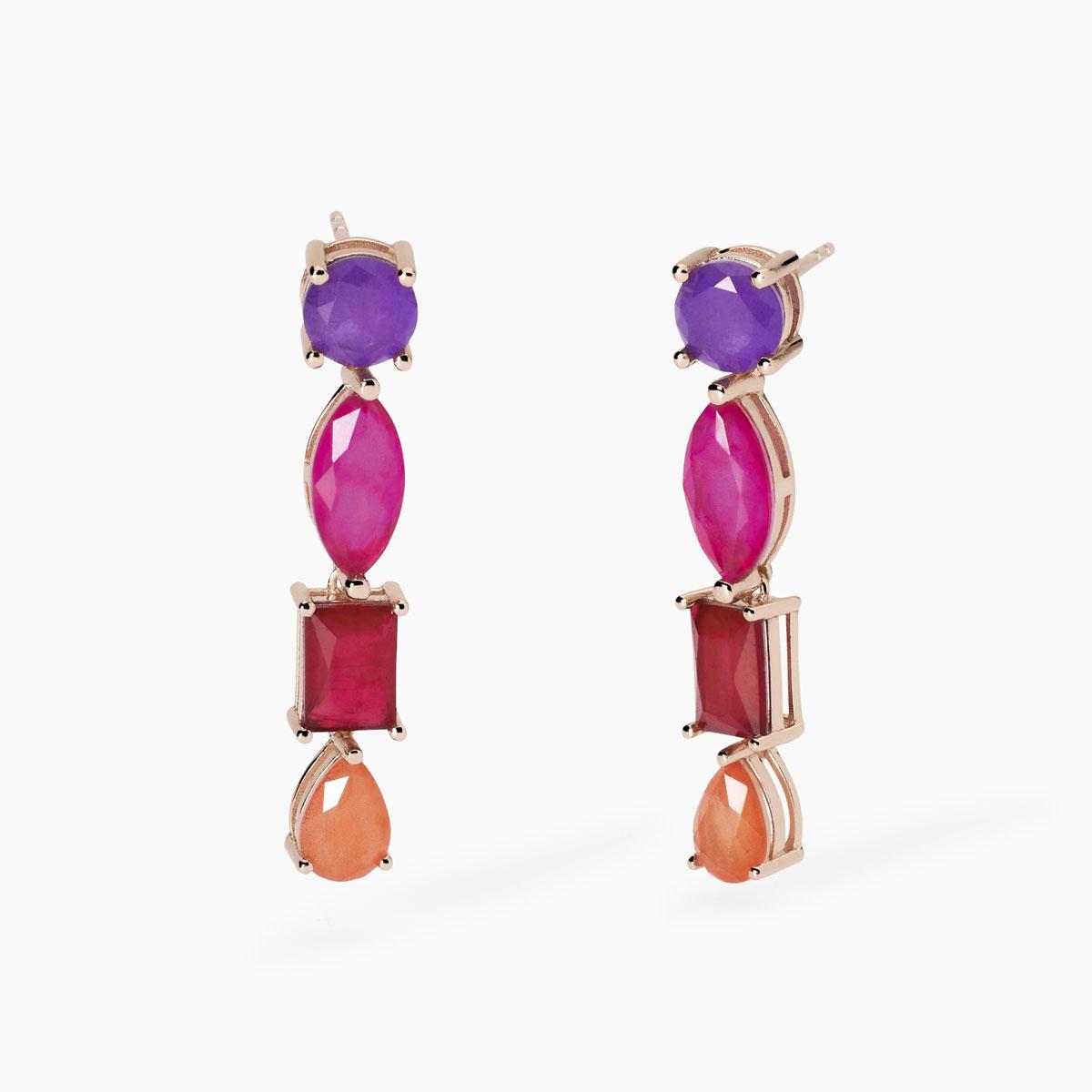 Orecchini Donna in Argento con Cristalli Rosa Mabina Gioielli Santorini 563794