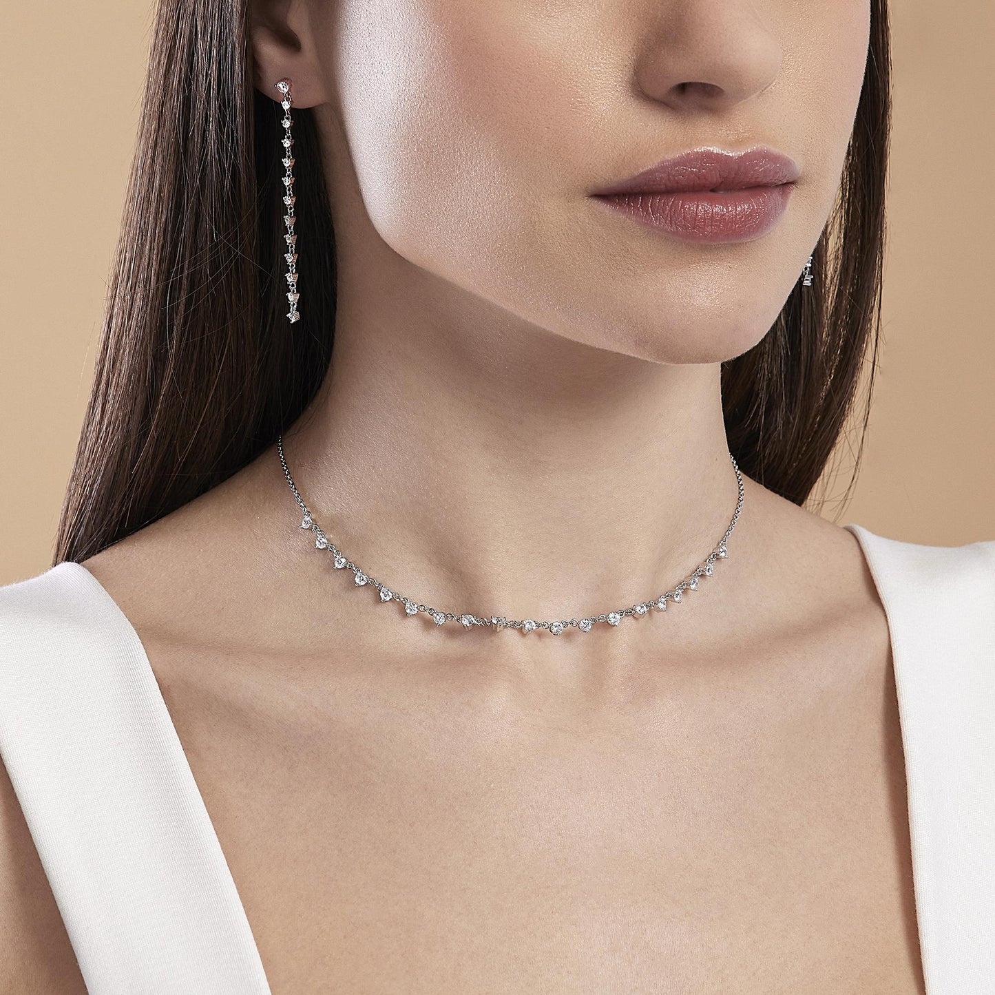 Orecchini MABINA LONG NIGHT con pendente tennis in zirconi - Codice 563518