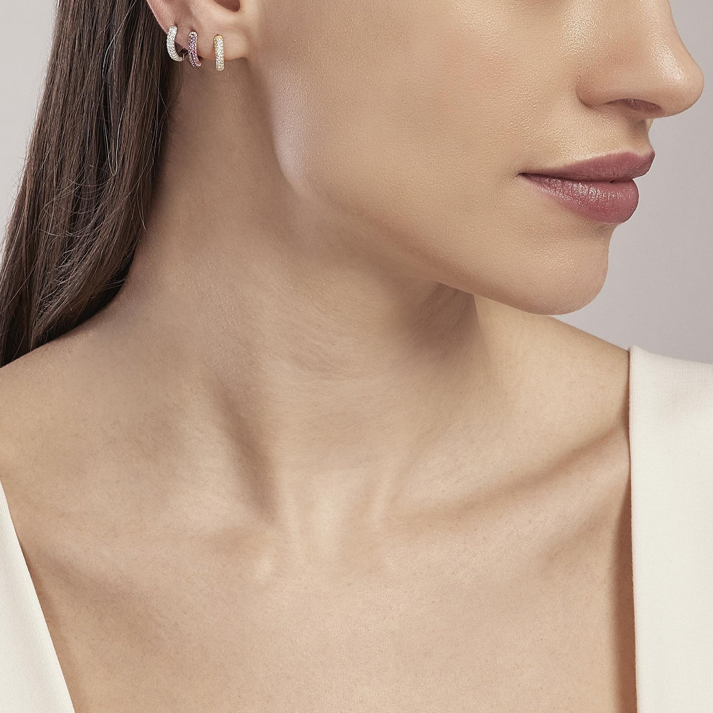 Orecchini Mabina Coppia Fissa in Argento 925 Placcato Oro con Zirconi 563520 3