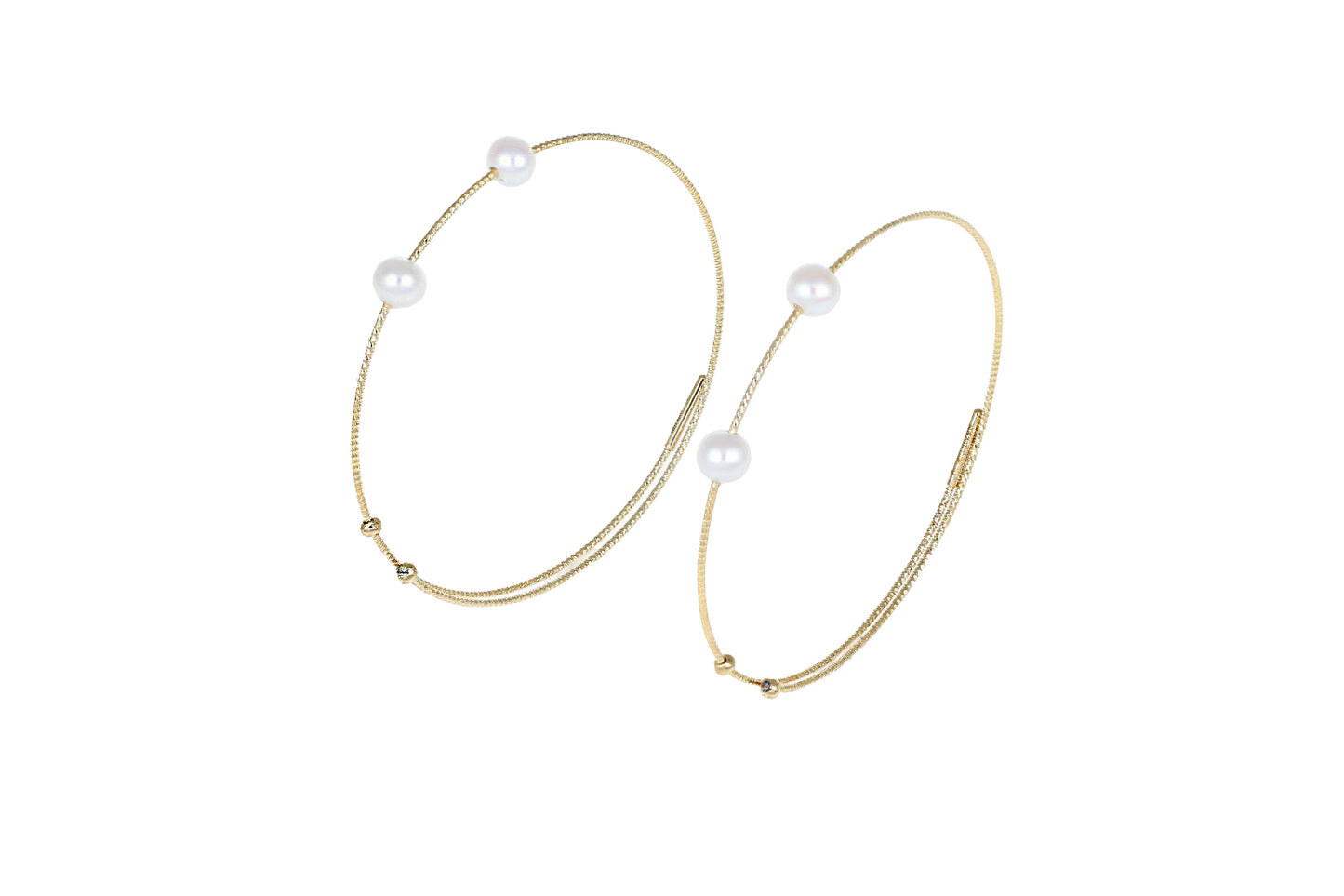 Orecchini Magic Wire Collezione Neve - Oro Giallo 18kt e Perle Bianche - SKU 439-025-GPB-01