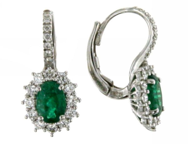 Orecchini Mirco Visconti a Molletta in Oro Bianco 18kt con Smeraldi Colombiani e Diamanti (Z 685M/B20S)