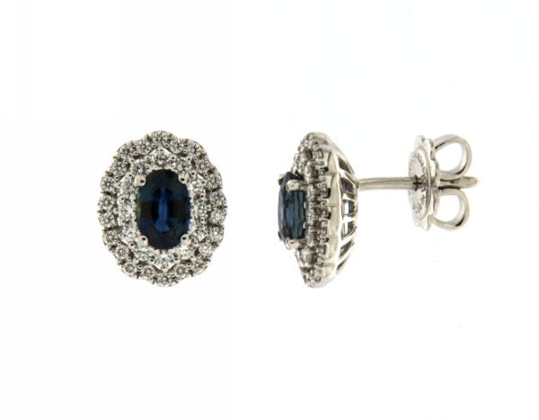 Orecchini Mirco Visconti a Scatto in Oro Bianco 18kt con Zaffiri di Sri Lanka e Diamanti (Z 687S/B10Z)