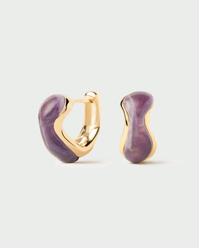 Orecchini PDPAOLA Musa in Argento Riciclato Placcato Oro con Ametista | Cod. AR01-D57-U