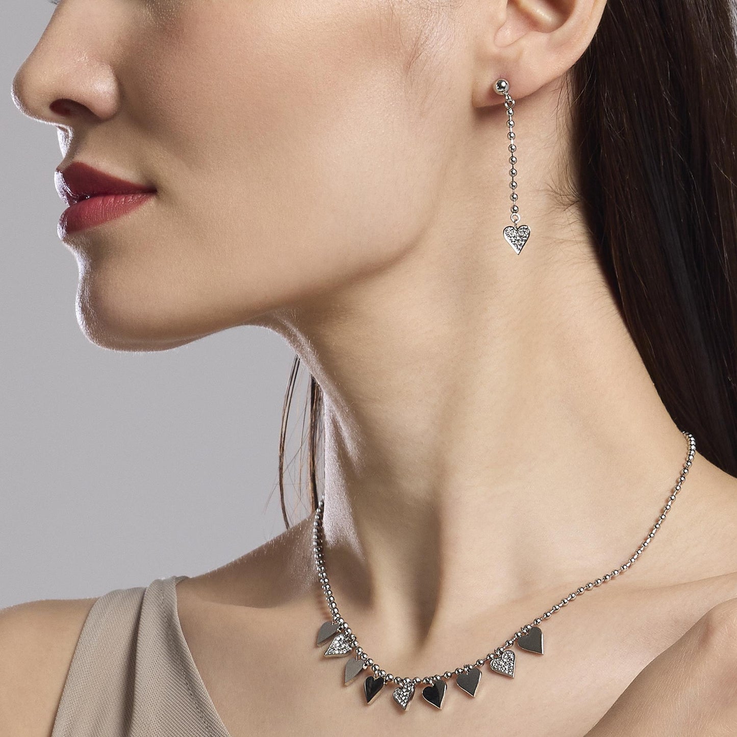 Orecchini Pendenti Kidult Style 18 con Cuori in Cristalli - 861037