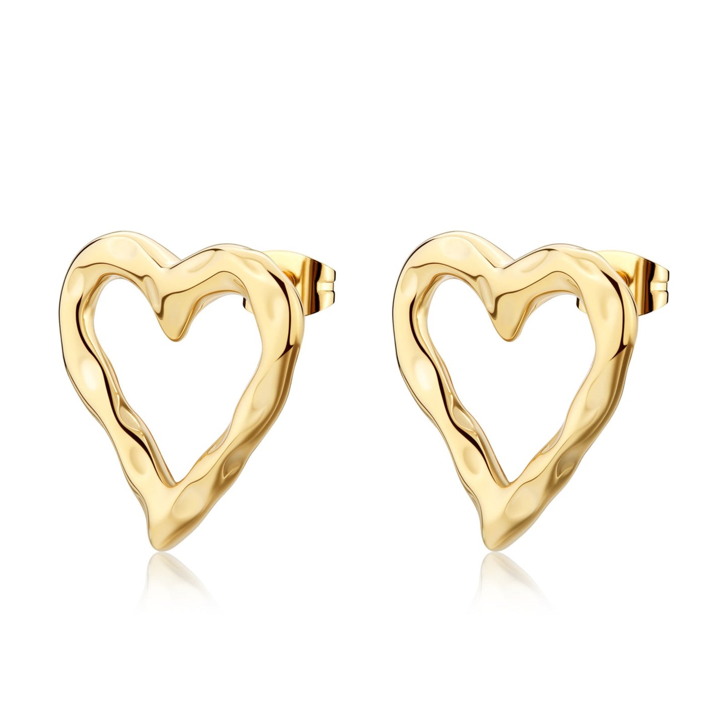 Orecchini Sagapò Donna EMOTION - Orecchini a Lobo a Forma di Cuore Grande in Acciaio 316L PVD Oro 14K - Codice: SMO24