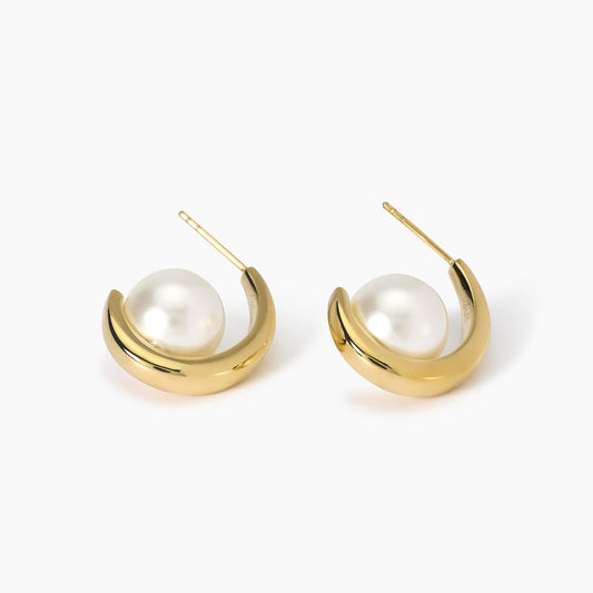 Orecchini Semicerchio Dorati Kidult con Perle Conchiglia - 861051