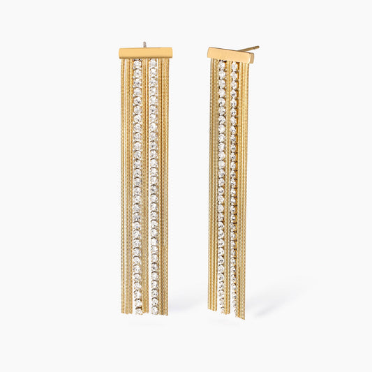 Orecchini Tennis Kidult Style 02 in Acciaio 316L PVD Oro con Cristalli - 861011 2