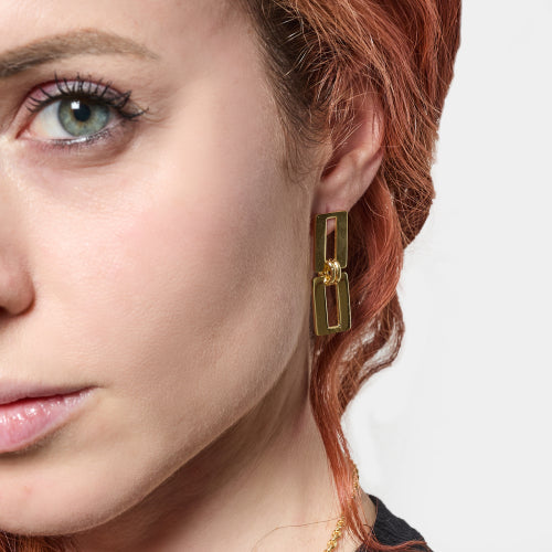 Orecchini Unoaerre Pendenti Dinamica con Maglie Rettangolari 2659