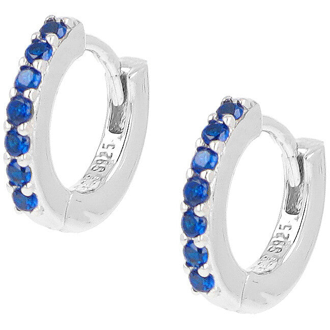 Orecchini a Cerchio Donna Amen ET1BBL - Argento Rodiato e Zirconi Blu