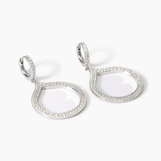 Orecchini a Cerchio con Pendente Goccia in Argento e Zirconi - Penelope 563859