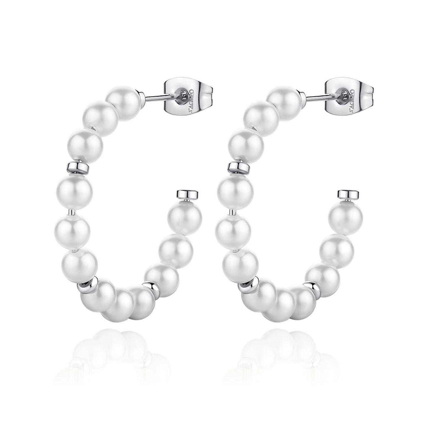 Orecchini a Cerchio in Acciaio e Perle - S'Agapõ - SWI25