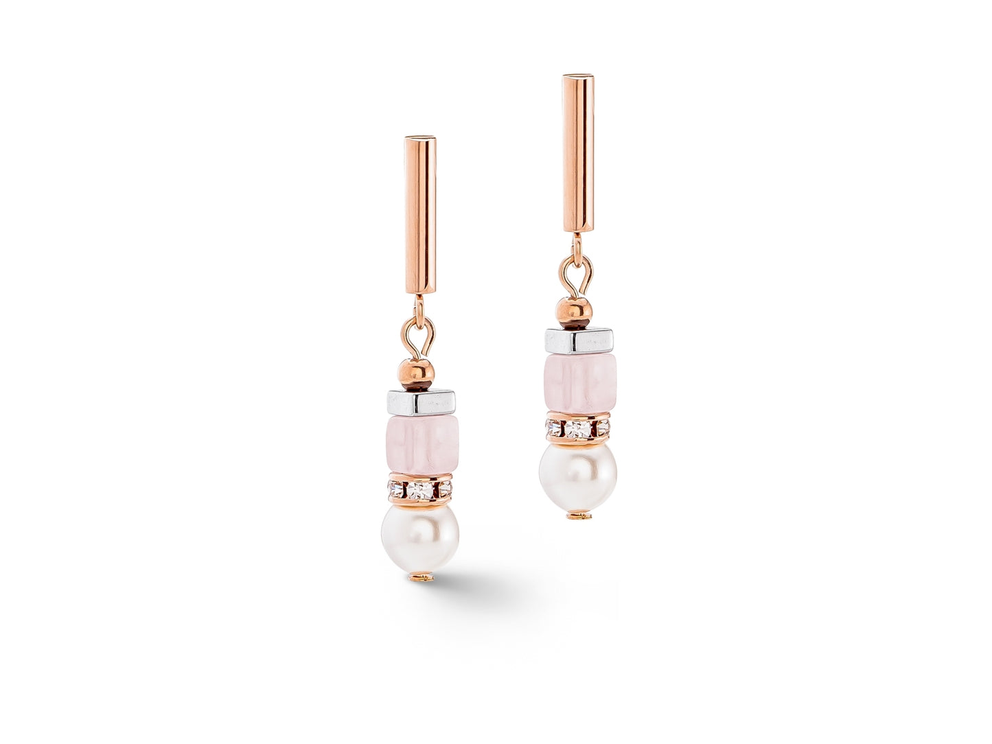Orecchini a Perno Coeur de Lion Geo-Cube - Oro Rosa e Cristalli 4354/21-1920