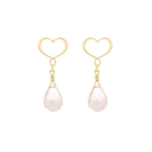 Orecchini pendenti Maman et Sophie a monachella con cascata di pietre naturali di Quarzo Rosa - Alfano Gioielli - ORGCC41QR