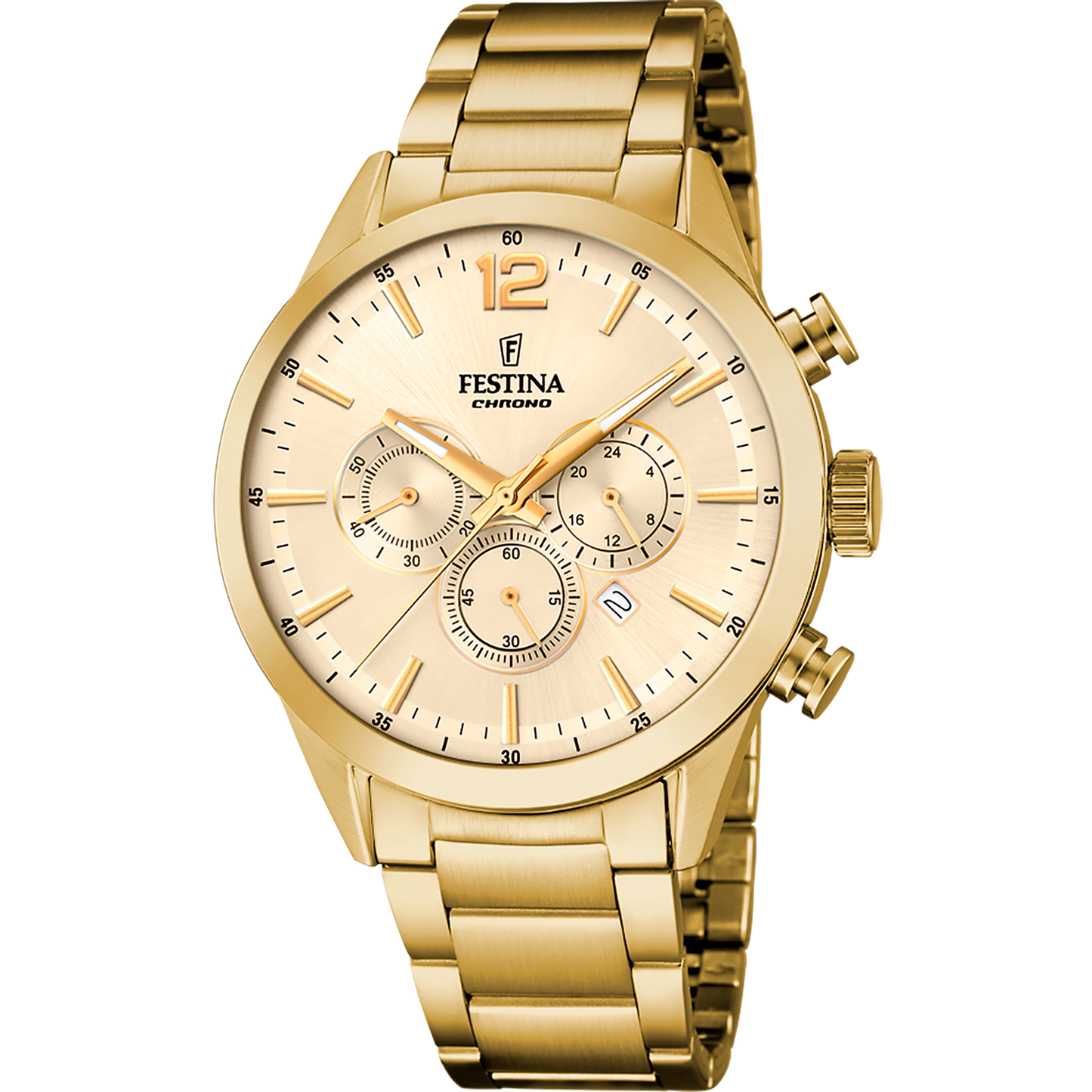 Orologio Uomo Festina F20633/4 - Beige (Oro) con Cronografo e Cinturino in Acciaio