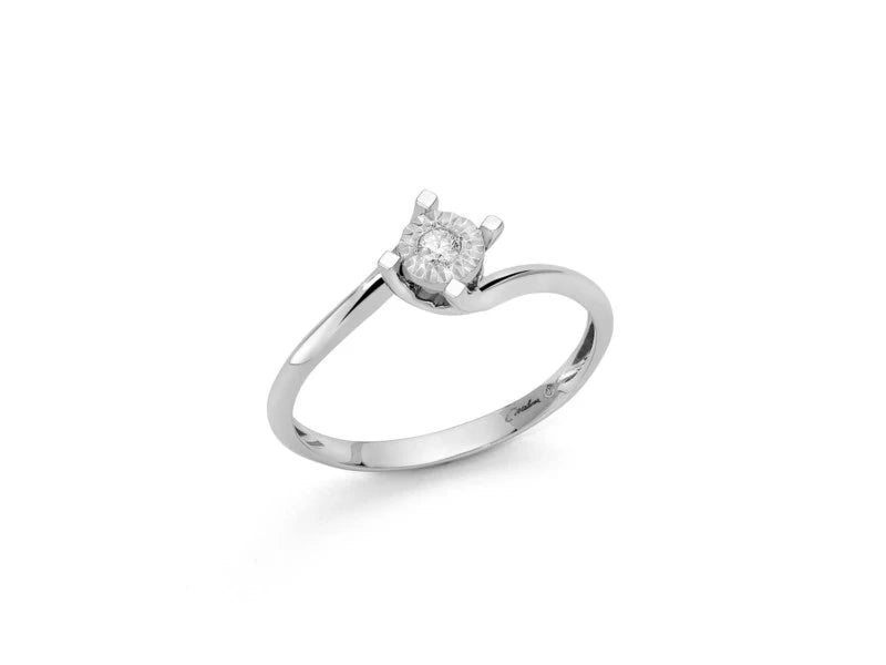 Anello Solitario Miluna - Oro Bianco 18kt e Diamante - LID3260