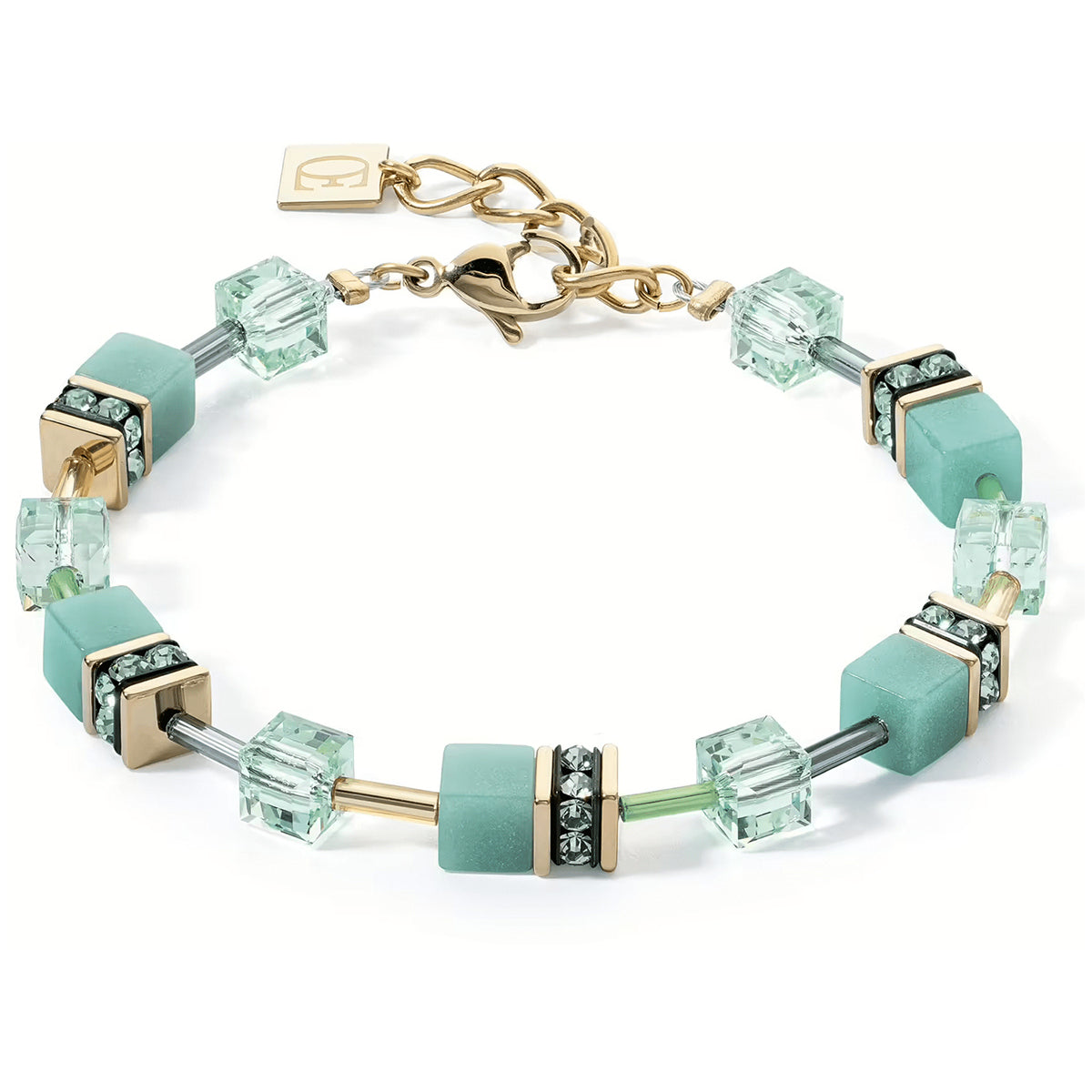 Bracciale Donna Coeur de Lion GeoCUBE Iconic Mono - Oro e Verde Acqua 4020/30-0533