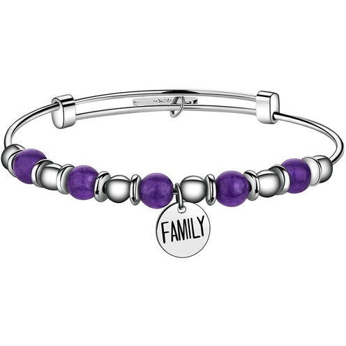 Bracciale Rigido in Acciaio con Fiore e Giada Viola - S'Agapò - SHAD15ola - S'Agapò - SHAD15li