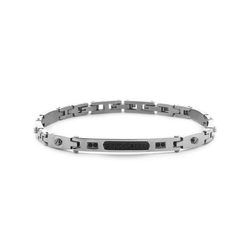 Bracciale Uomo 4US Cesare Paciotti Steel - Acciaio con Dettagli Neri e Incisione - 4UBR7843