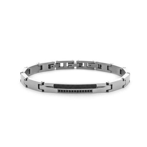 Bracciale Uomo 4US Cesare Paciotti Steel - Acciaio con Zirconi Neri - 4UBR7841