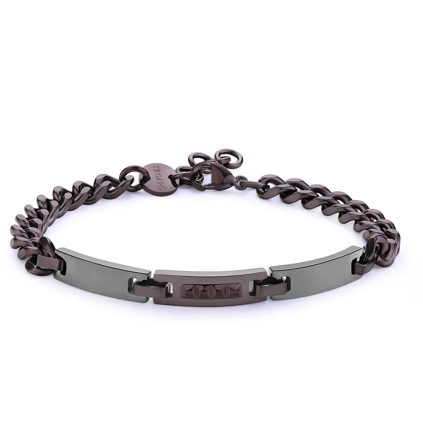 Bracciale maschile a catena Sagapò Titan STI16 in acciaio 316L con finitura bicolore PVD nero e canna di fucile - Alfano Gioielli Palermo.