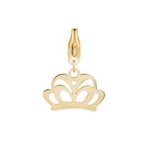 Ciondolo charm S’Agapõ Happy a forma di corona in acciaio 316L con finitura PVD oro giallo - Alfano Gioielli Palermo.