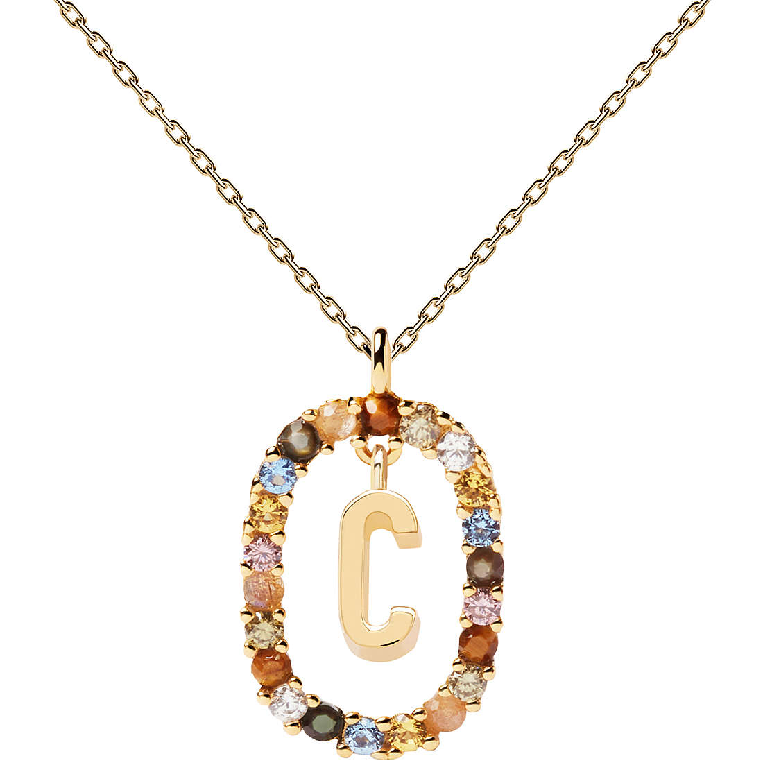 Collana New Letters con Lettera C e Cristalli | PDPaola CO01-262-U 2