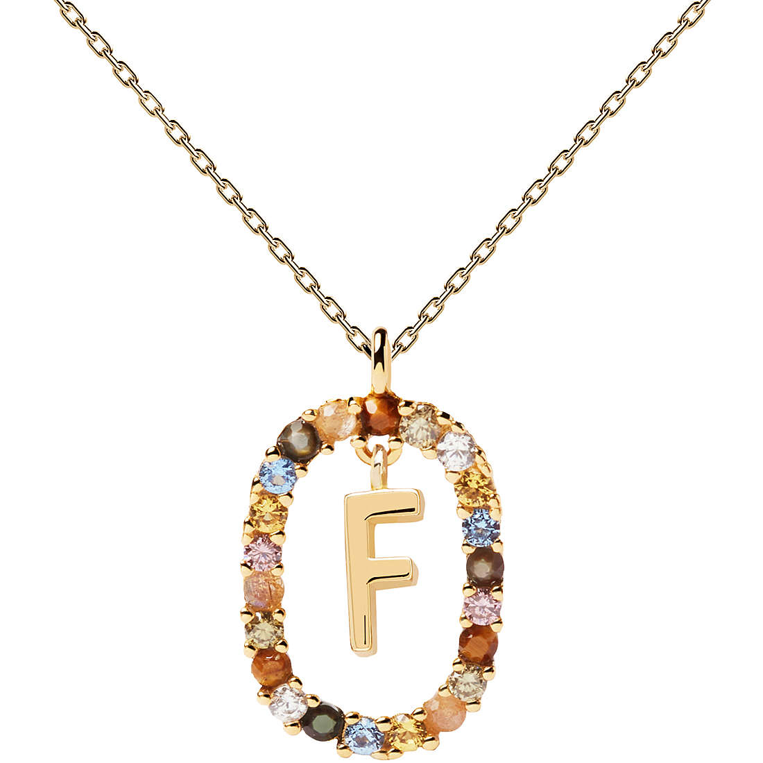 Collana New Letters con Lettera F e Cristalli | PDPaola CO01-265-U 2