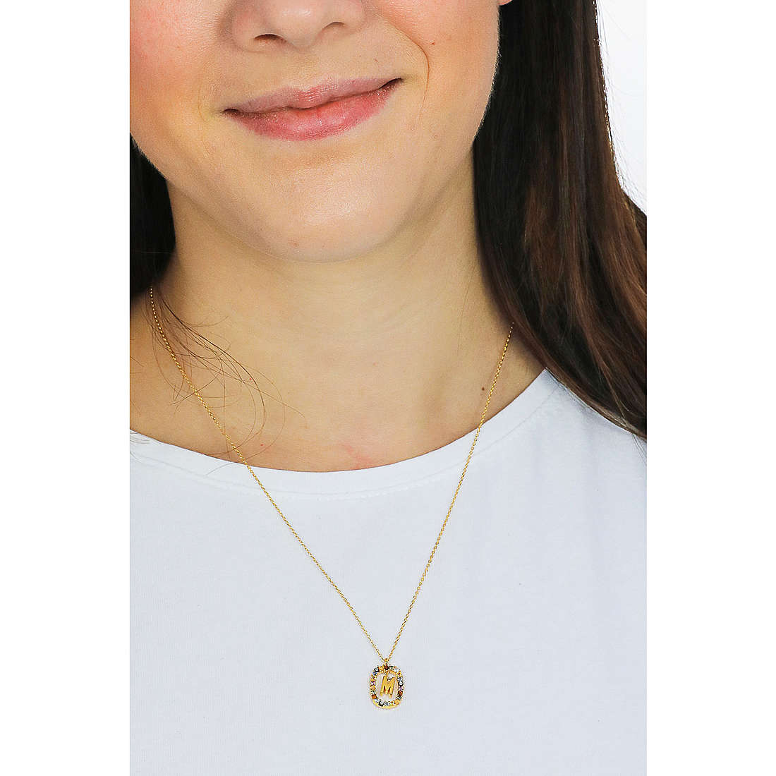 Collana New Letters con Lettera M e Cristalli | PDPaola CO01-272-U