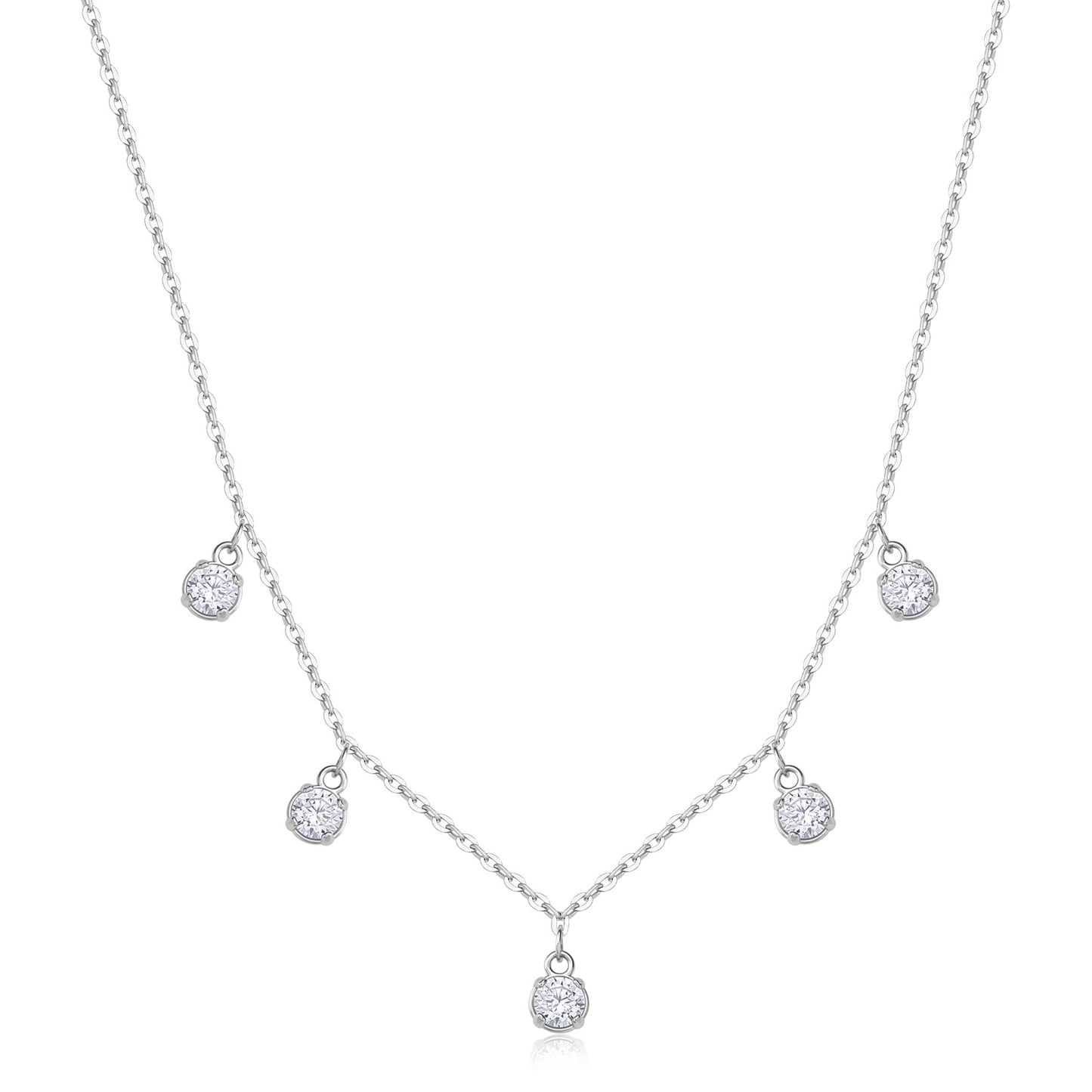 Collana girocollo da donna Sagapõ Dazzly SDZ146 in acciaio 316L con charms pendenti in zircone bianco - Alfano Gioielli Palermo.