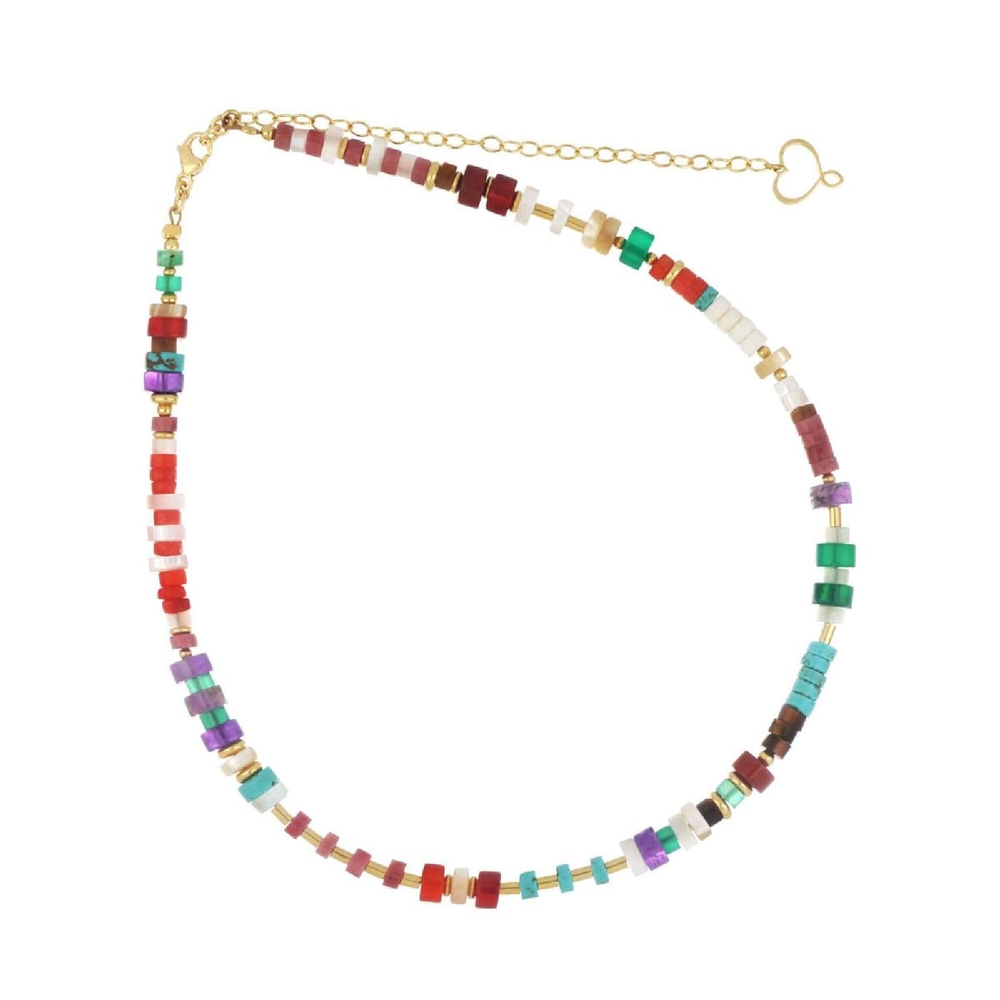 Girocollo a catenina Maman et Sophie in argento 925 dorato con sfere alternate e pietre naturali colorate - Alfano Gioielli Gioielleria Palermo.