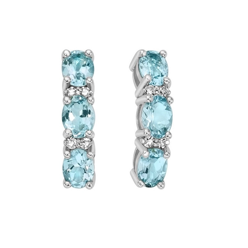 Orecchini Donna Miluna Acquamarina e Diamanti Oro Bianco 18kt