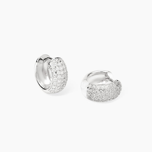 Orecchini a cerchietto Mabina Great 563982 in argento 925 rodiato con pavé di zirconi bianchi - Alfano Gioielli Palermo.