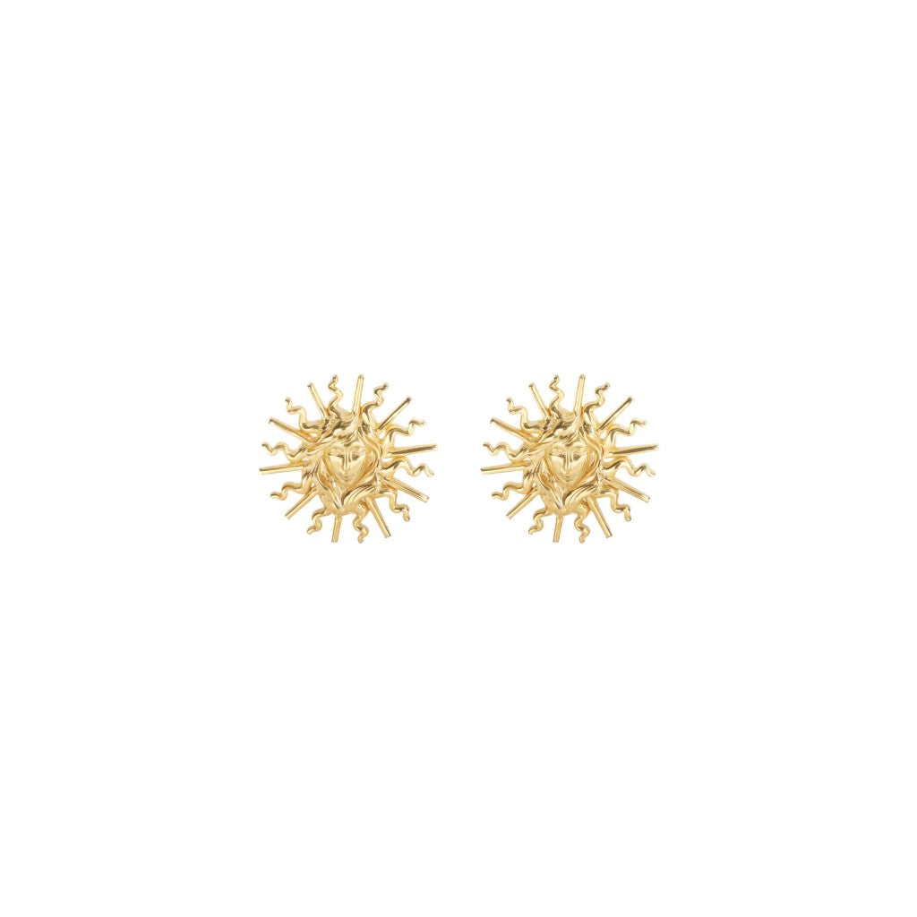 Coppia di orecchini pendenti Maman et Sophie in argento 925 dorato con ciondolo a forma di sole - Alfano Gioielli Gioielleria Palermo.