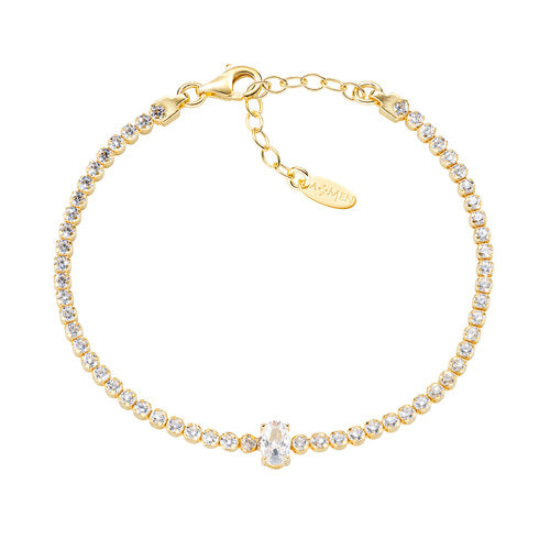 Bracciale Donna Amen BT21OVGBZ16 - Argento Dorato e Zirconi Bianchi