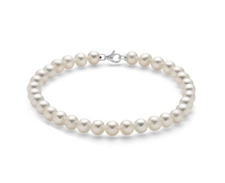 Bracciale Donna in Oro 18kt con Perle Bianche Miluna - PBR1677V