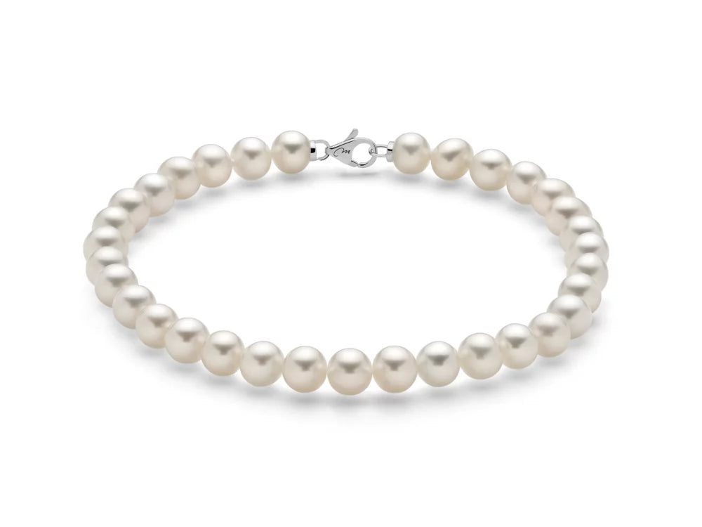 Bracciale Donna in Oro Bianco 18kt con Perle Bianche Miluna - PBR1680V
