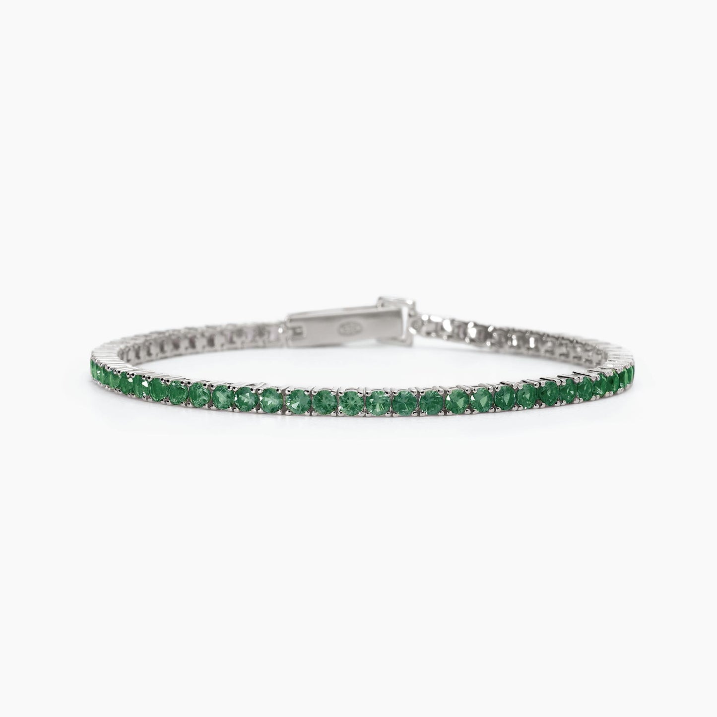 Bracciale Tennis in Argento Rodiato con Smeraldo Sintetico - Mabina Gioielli 533668