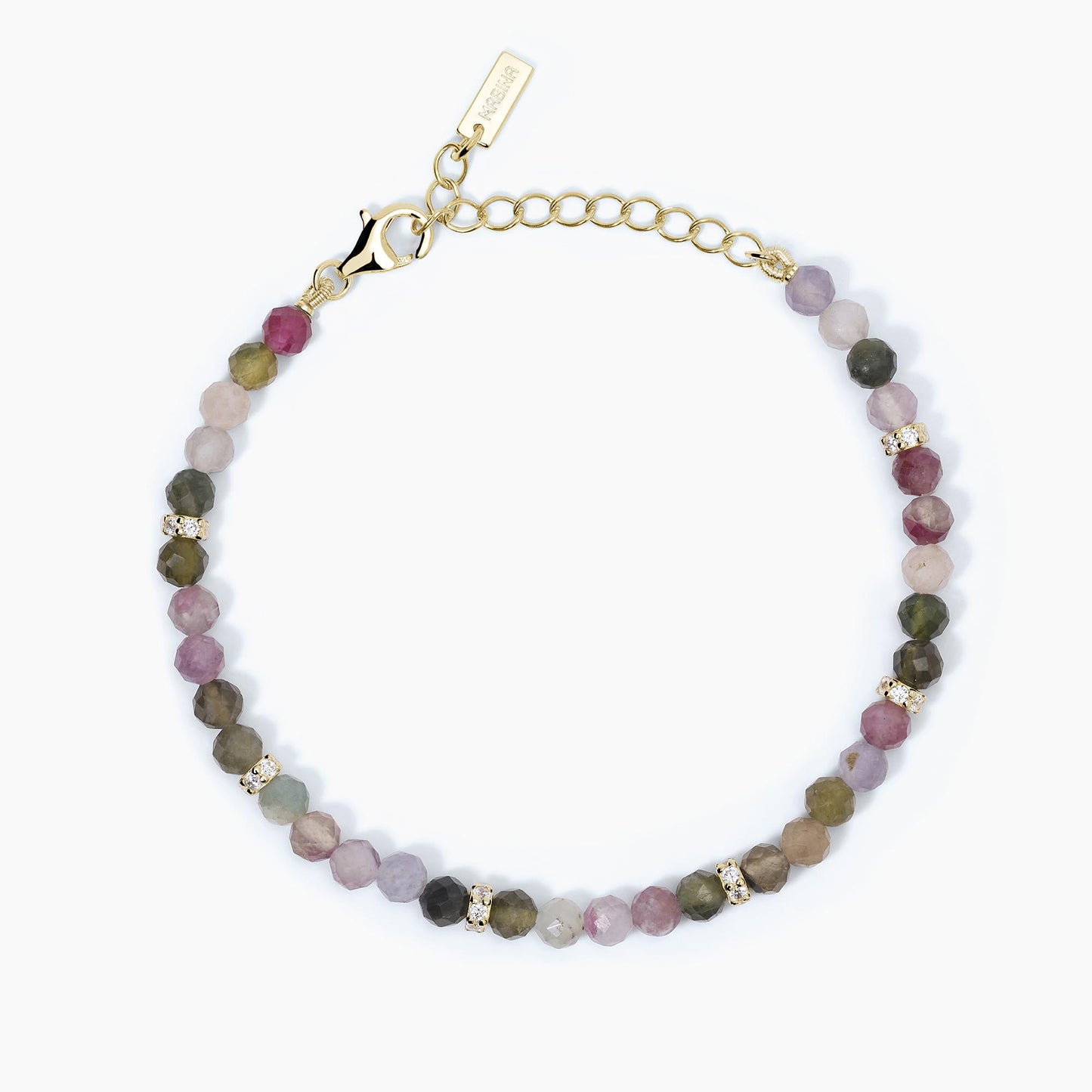 Bracciale in Argento Placcato Oro Rosa 18k con Ametista Sfaccettata e Zirconi - Mabina Gioielli 533665