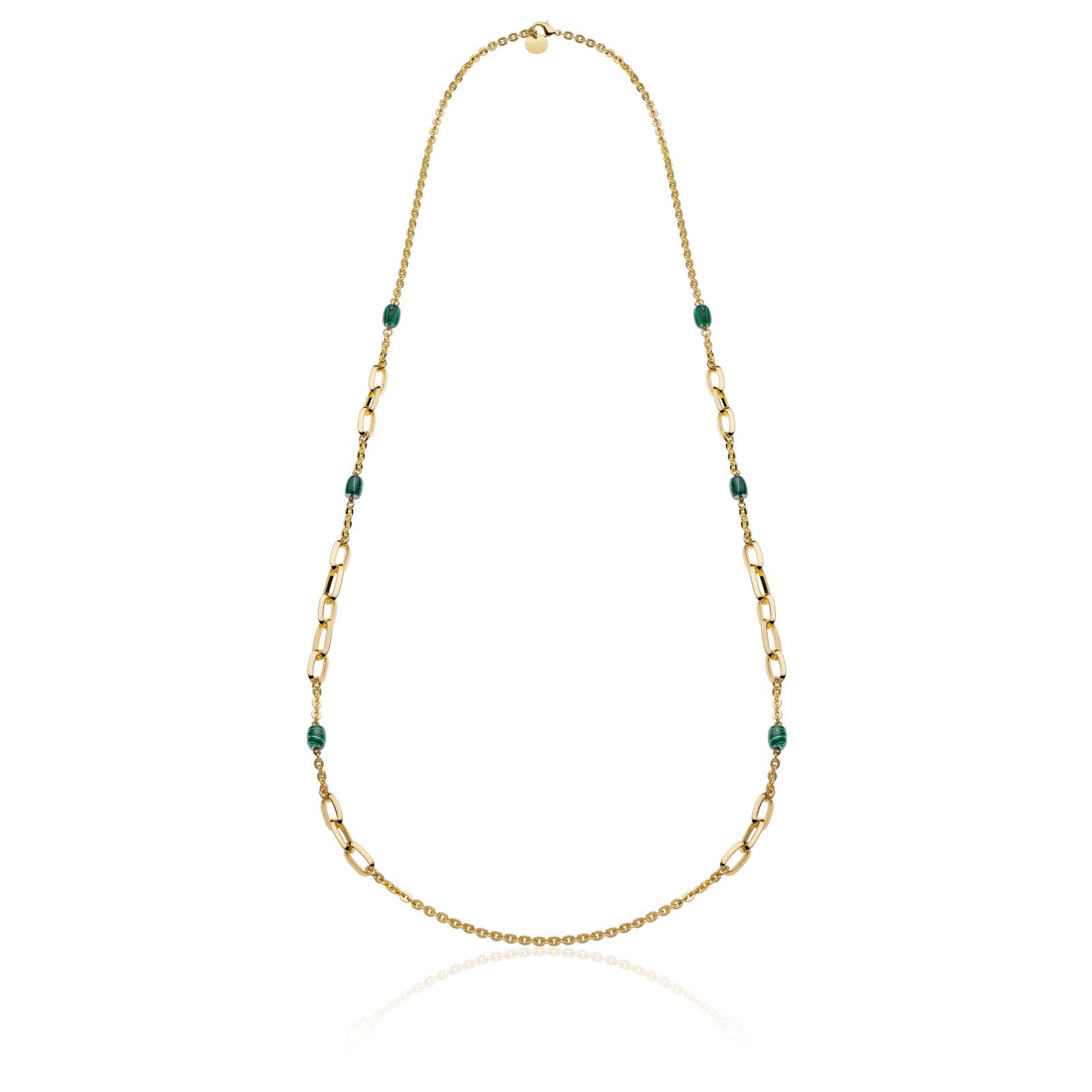Collana Unoaerre Lunga Essenza Dorata con Malachite Verde 2198