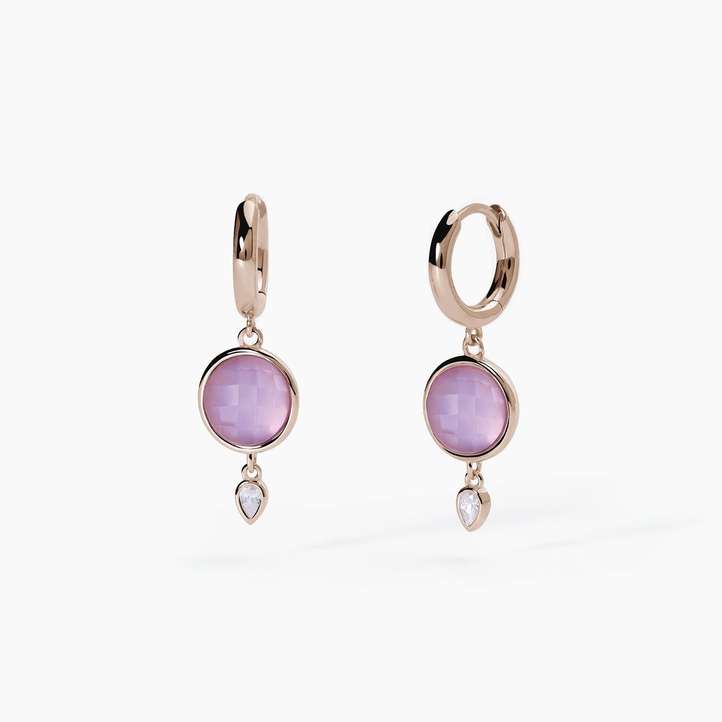 Orecchini Mabina 563587 - Eleganza in Argento Placcato Oro Rosa con Giada Lavanda