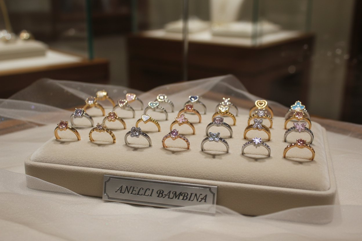 Collezione anelli per bambine e ragazze in argento e oro Alfano Gioielli Palermo