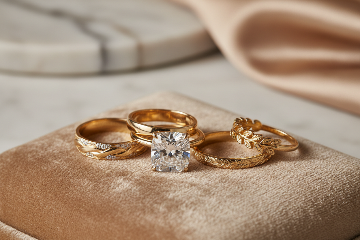 Selezione anelli donna oro bianco giallo e rosa 18kt Alfano Gioielli Palermo