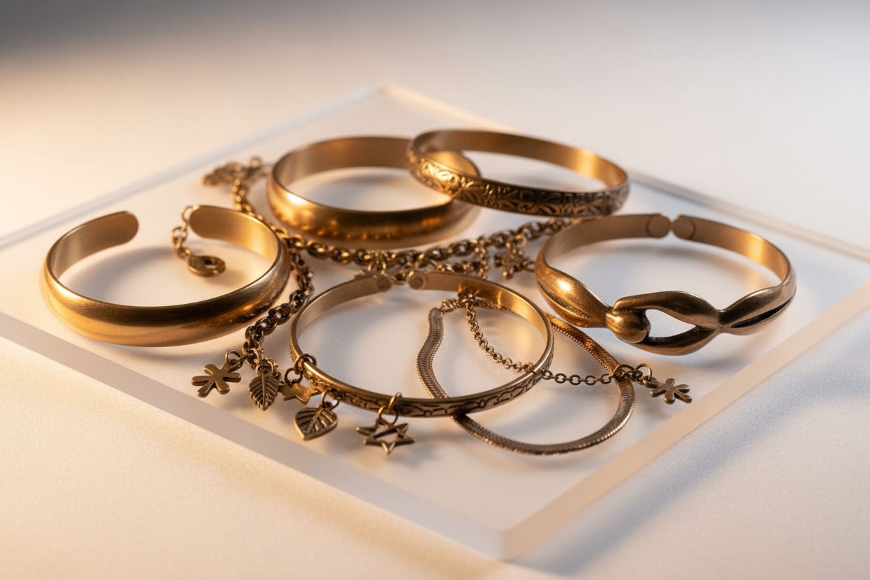 Selezione bracciali donna in bronzo dorato e rosato Alfano Gioielli Palermo