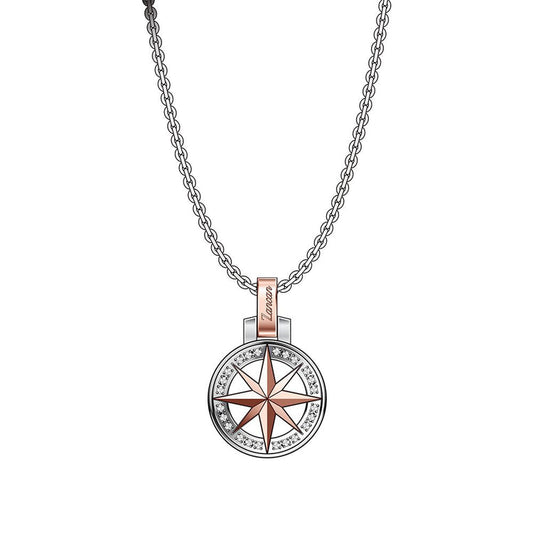 Collana Zancan Uomo in Acciaio con Rosa dei Venti e Zirconi - EHC154