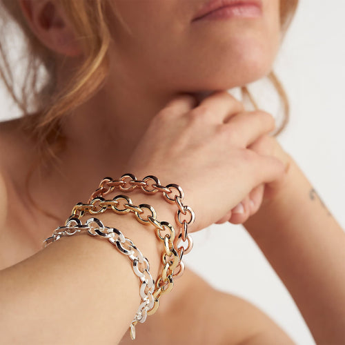 Bracciale Unoaerre Catena Rolò Triangoli Dorato 2223