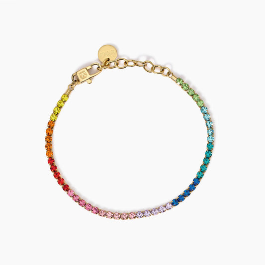 Bracciale Tennis Kidult Style 11 in Acciaio 316L PVD Oro con Cristalli Multicolor - 831015