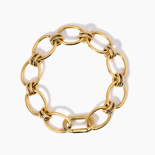 Bracciale Kidult Style 06 in Acciaio 316L PVD Oro con Maglie Larghe - 831032
