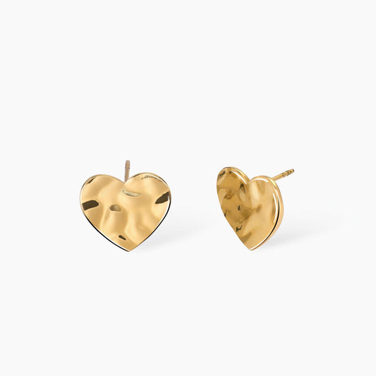 Orecchini a Cuore Dorati con Effetto Martellato | Cod. 861009